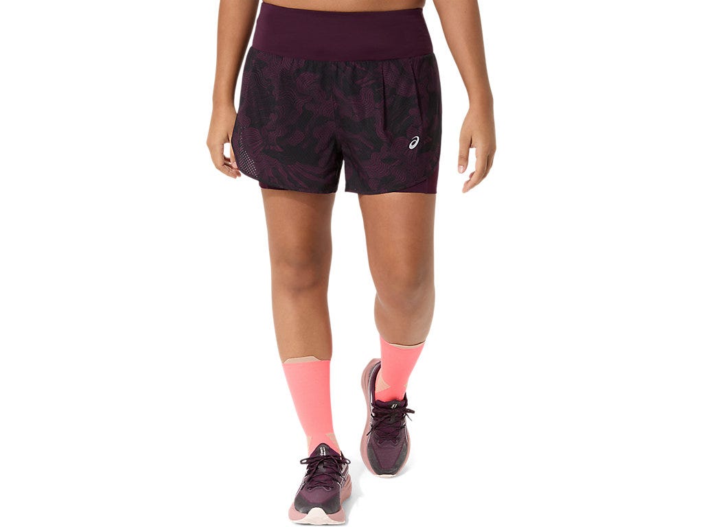 ROAD ALL OVER PRINT 2-N-1 3.5IN SHORT - Dark Aubergine