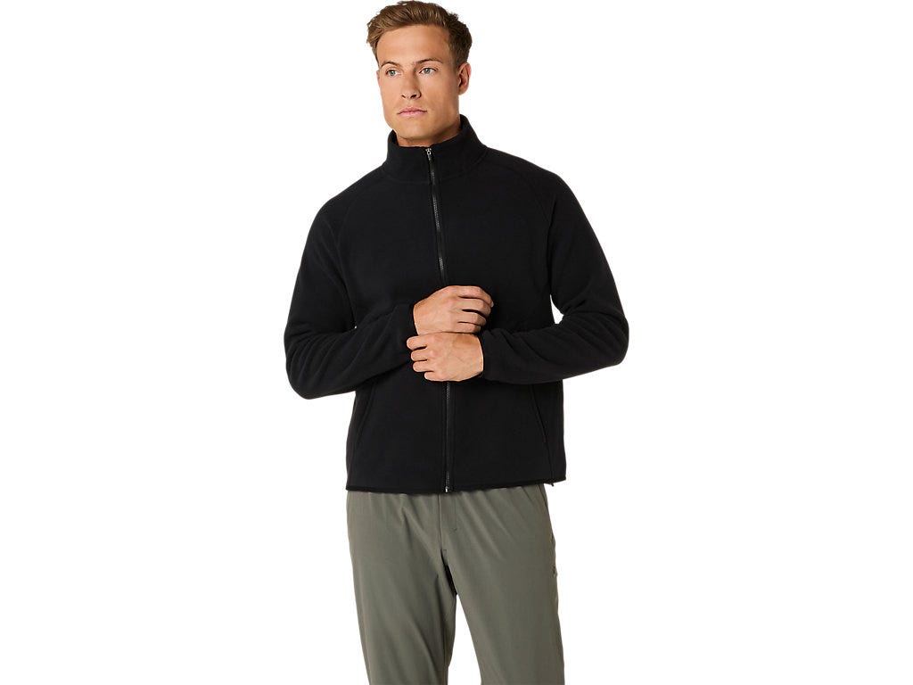 REFINED TEXTURE FLEECE FULL ZIP TOP - Performance Black