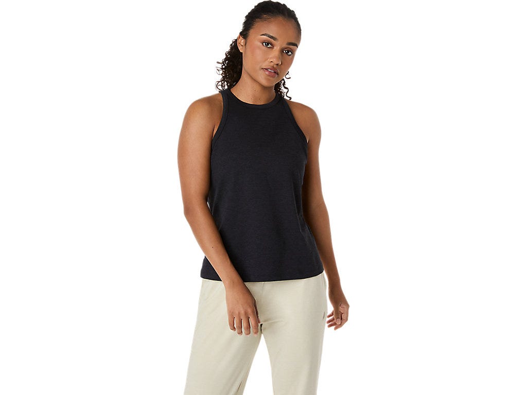 REFINED TEXTURE SLEEVELESS TOP - Performance Black Heather